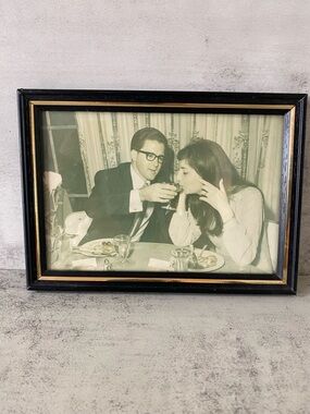 Black and Gold Framed Vintage Photo Wall Accent retro 60s Champagne Toast